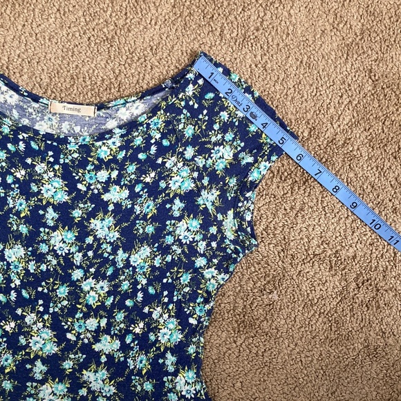 Timing blue and green floral print preppy lightweight dress - Picture 12 of 13